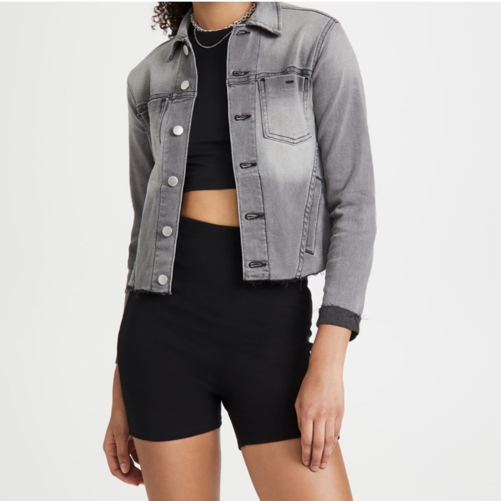 L'AGENCE Gray Washed Denim Jacket